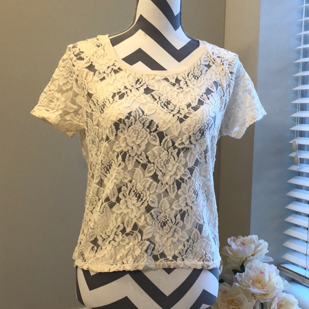 NWT EXPRESS high low lace blouse size XS